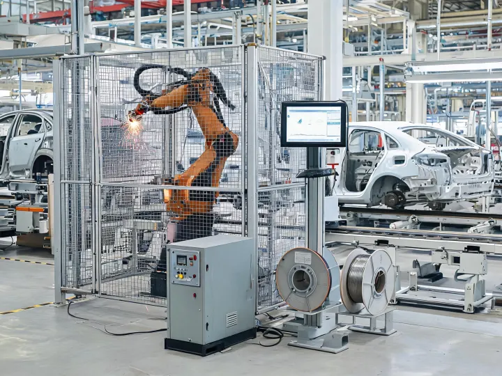 Robotic welding cell in automotive manufacturing